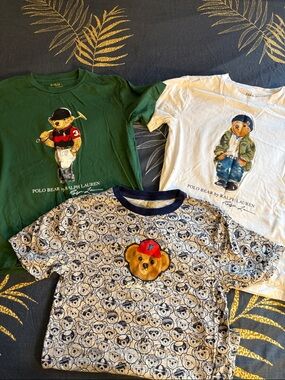 Polo by Ralph Lauren Kids Bear Graphic Tee Bundle - Green, White, Navy Accents
